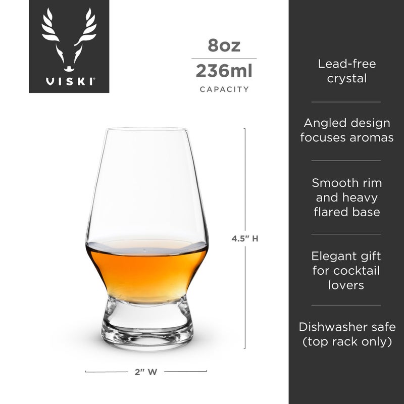 Viski Raye Heavy Base Crystal Scotch Glass Set of 2 - Image 3